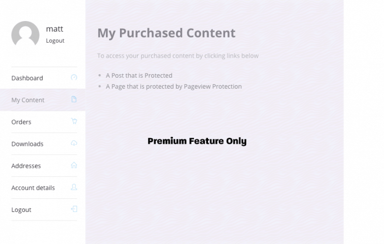 Premium Feature - WooCommerce My Account Tab